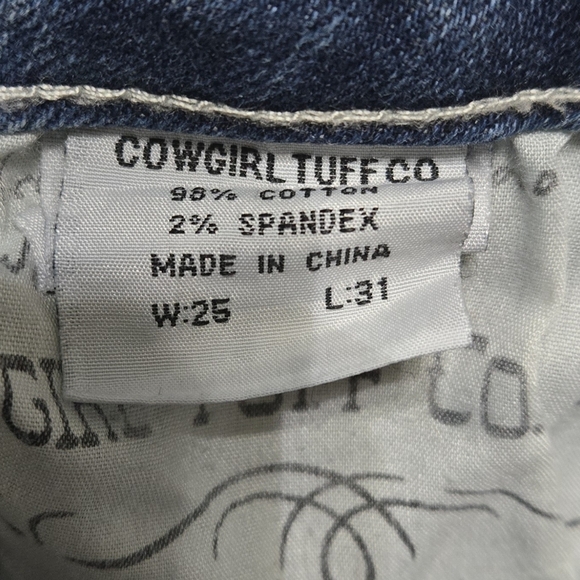 Cowgirl Tuff Blue Patchwork Boot Cut Jeans - Picture 5 of 8